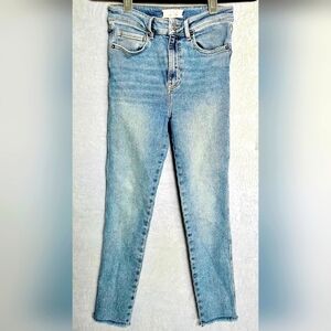 Free People "We The Free" Light Wash Distressed Skinny Raw Hem High Rise Jeans